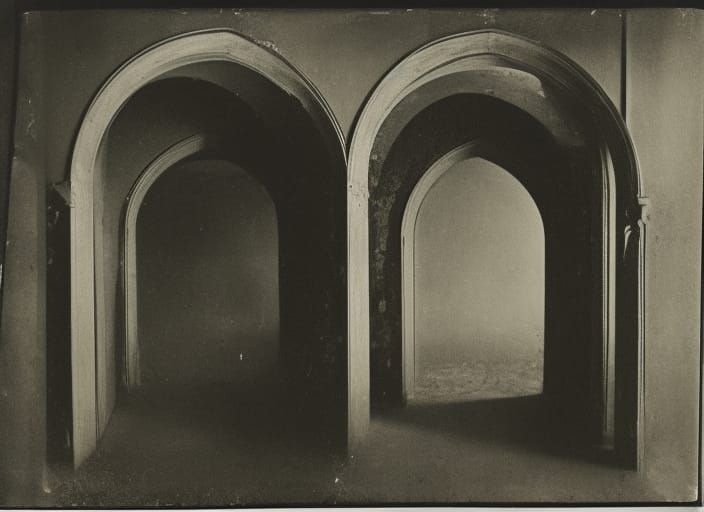 Creepy Arched Doorways in Dark Tintype Antechamber