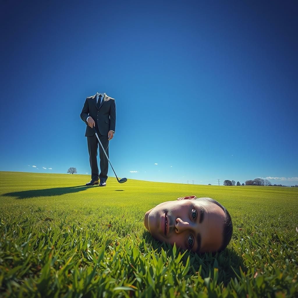 Surreal Golf Scene in Hyperrealistic Style