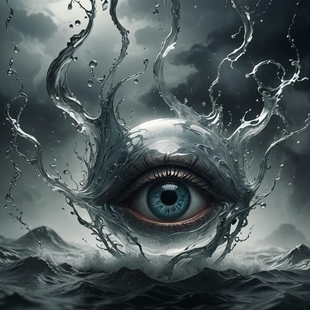 Glass 'A' with Bio-Mechanical Eye in Dark Fantasy