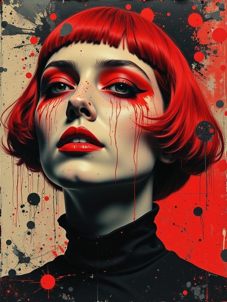 Gothic Woman in Grungy Oil-Painting Style