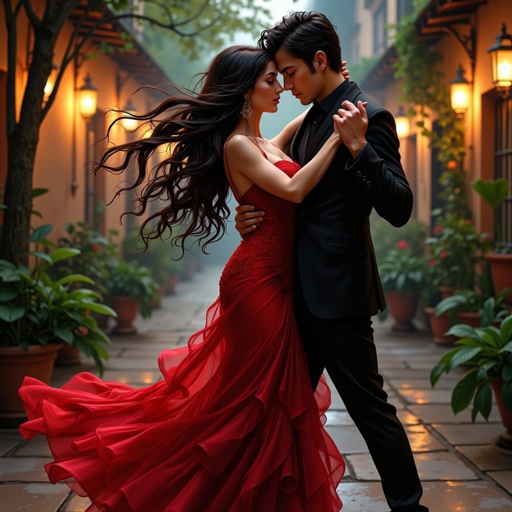 Passionate Tango Dance in a Spanish Courtyard