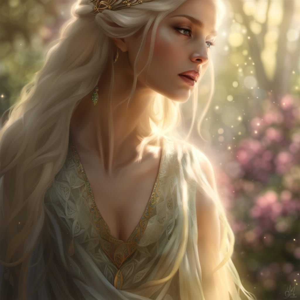 Elven Galadriel Portrait in Lothlorien Forest