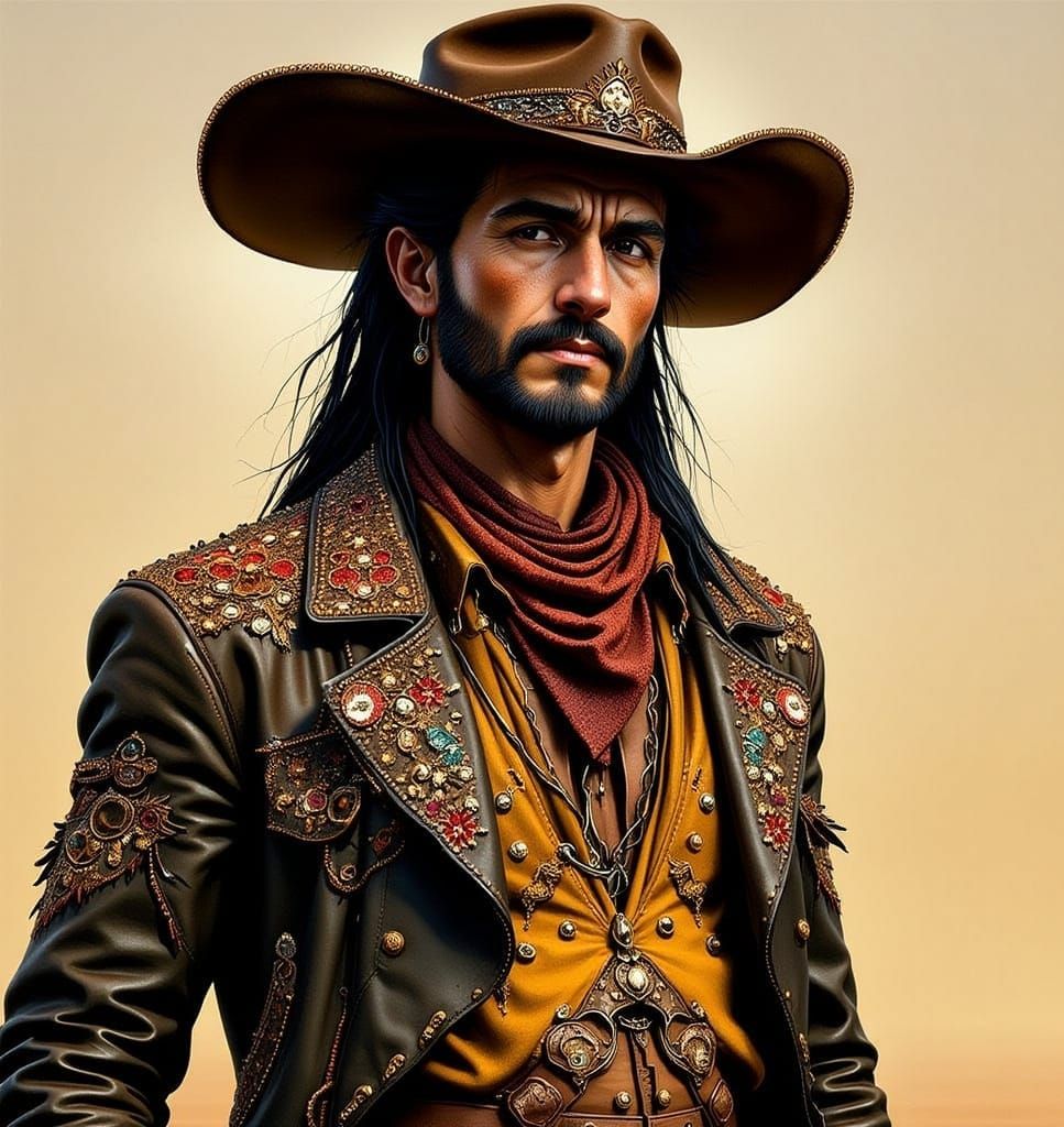 Rhinestone Cowboy in Digital Western Art Style
