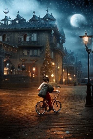 Christmas Wishlist Bicycle: Epic Cinematic Digital Painting