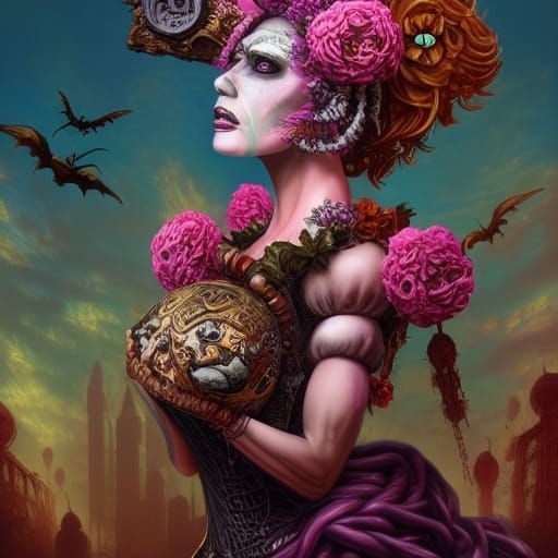 Meatwad Halloween Goddess in Dreamlike Steampunk Style