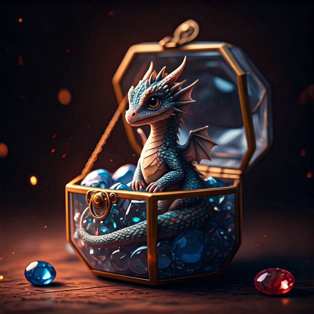 Regal Opal Dragon in a Treasure Trove of Jewels