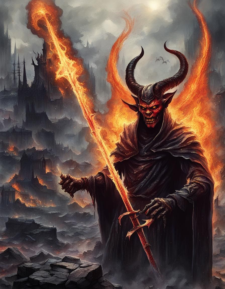 Demonic Devil of the Dark Age in Flames