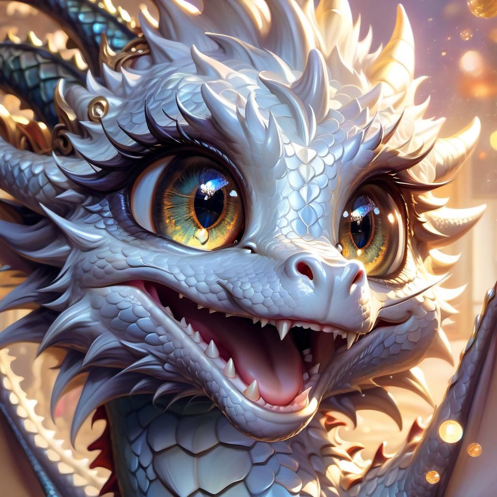 Anime Portrait of an Adorable Dragon with Long Eyelashes