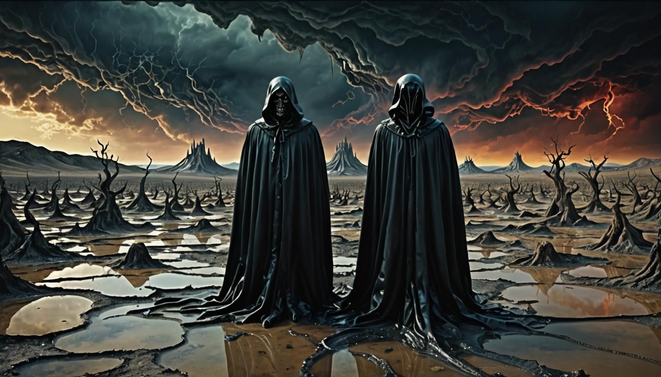 Alien in Melting Landscape, Surrealist Style