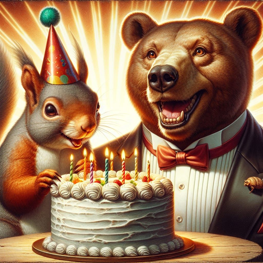 Anthropomorphic Animals Celebrate Birthday in 19th-Century S...