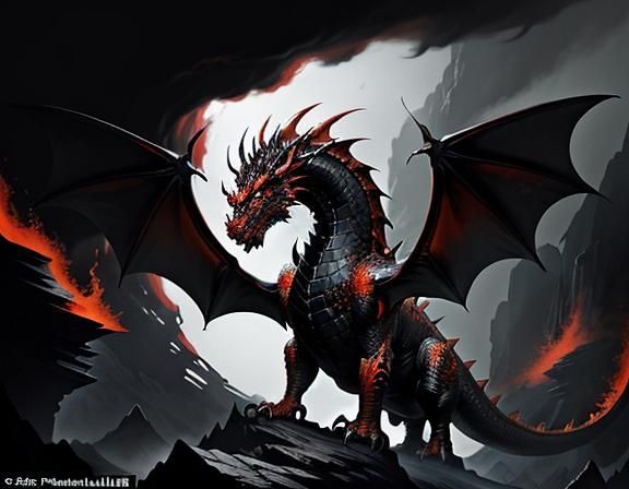 Fiery Dragon in Dynamic Fantasy Art Style