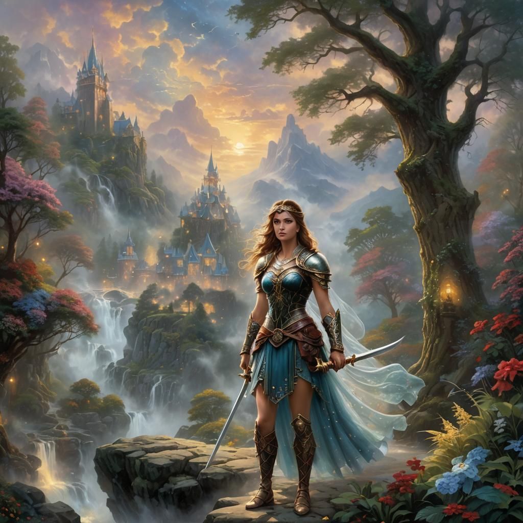 Ethereal Warrior Princess in a Fantasy Landscape