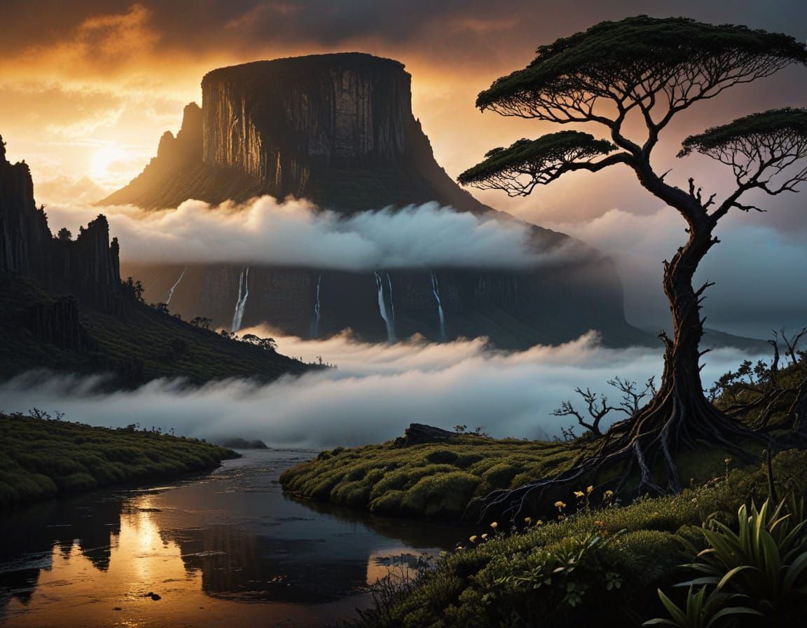 Intricately Detailed Fantasy Landscape of Mount Roraima