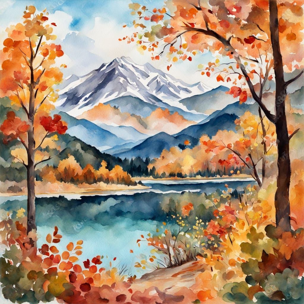 Vibrant Autumn Landscape in Impressionist Style