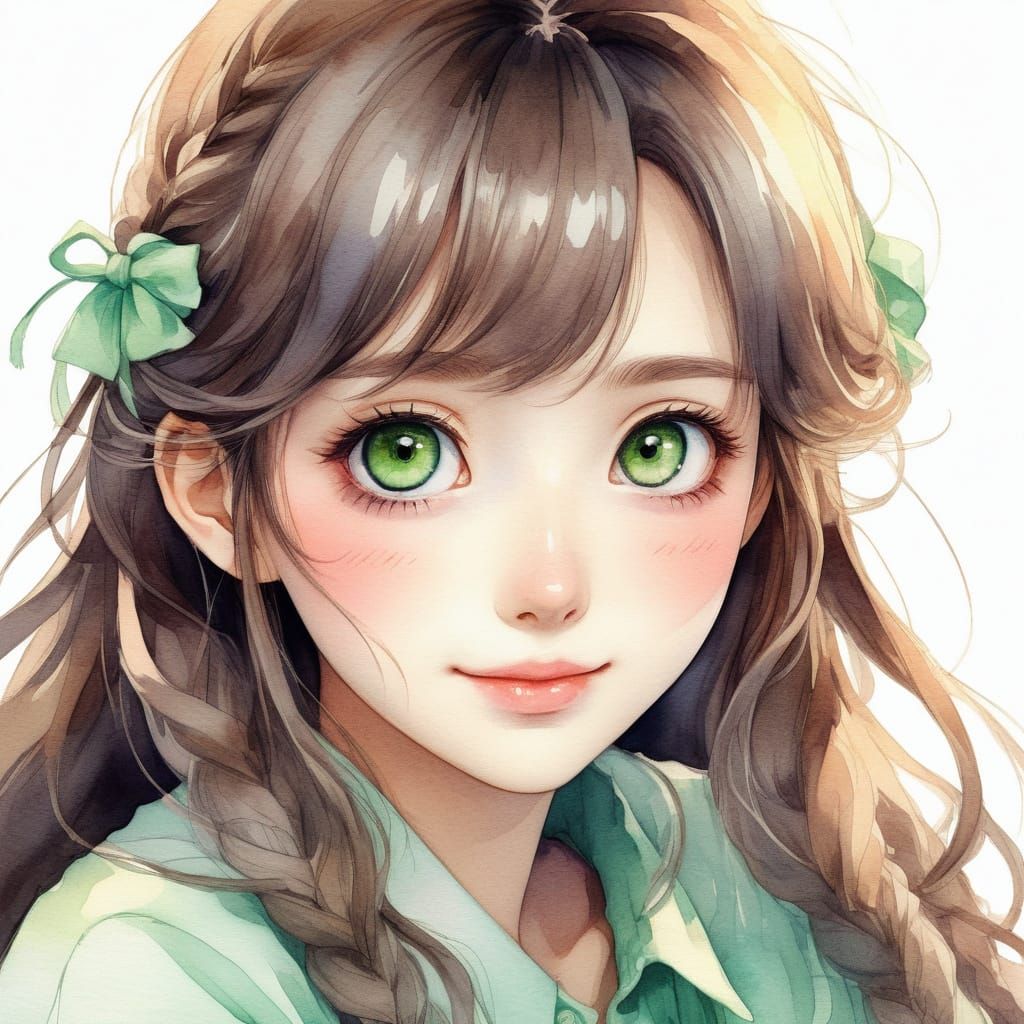 Kawaii Anime Girl with Shy Smile