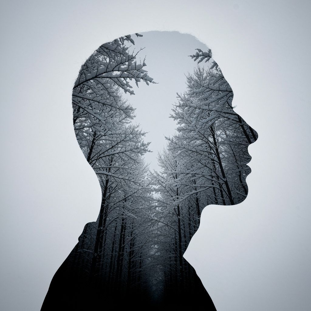 Winter Forest Silhouette Double Exposure Art