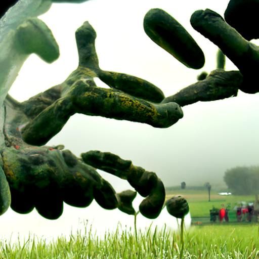Surreal Human Limbs Sprouting in Foggy Field