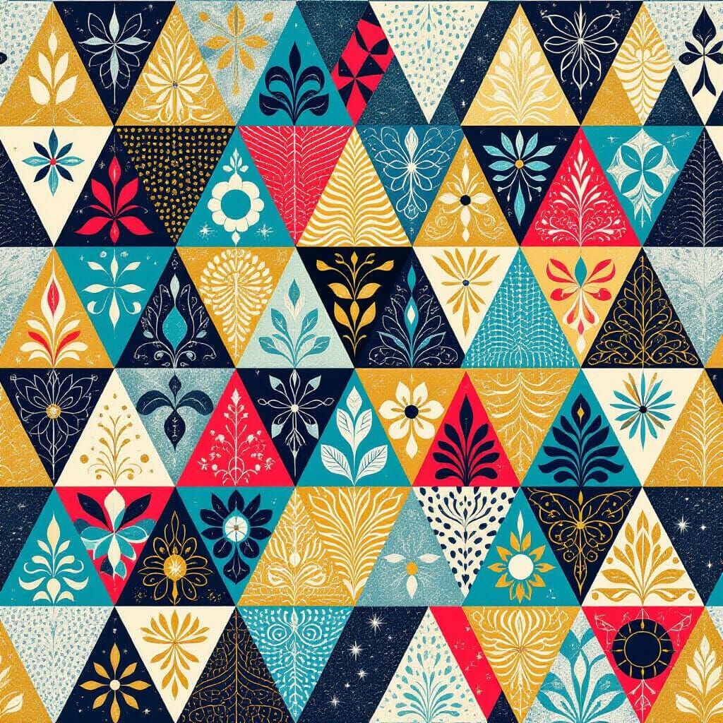 Vibrant Triangles Seamless Pattern in Op Art Style