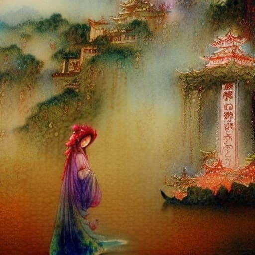 Ethereal Japanese Goddess of Water and Light