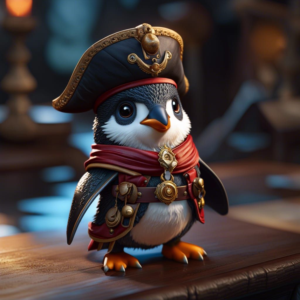 Pirate Penguin Toddler in Fantasycore Style