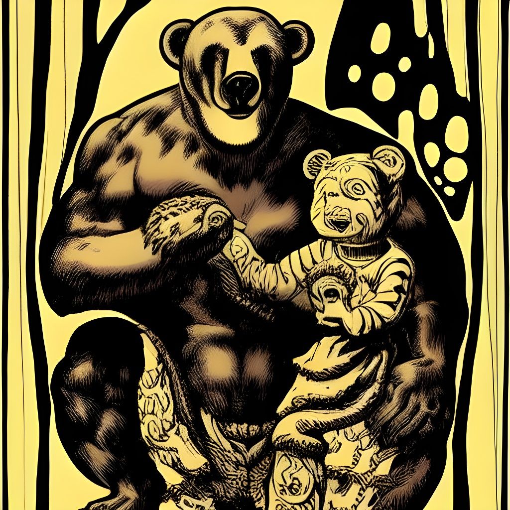 Grotesque Bear and Granddaughter Artwork