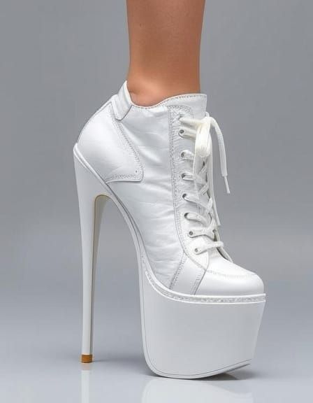 White Stiletto Platform Sneaker Shoe