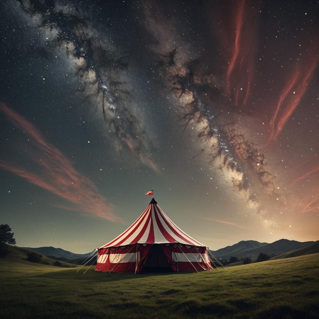 Dreamy Circus Tent Under Starry Sky