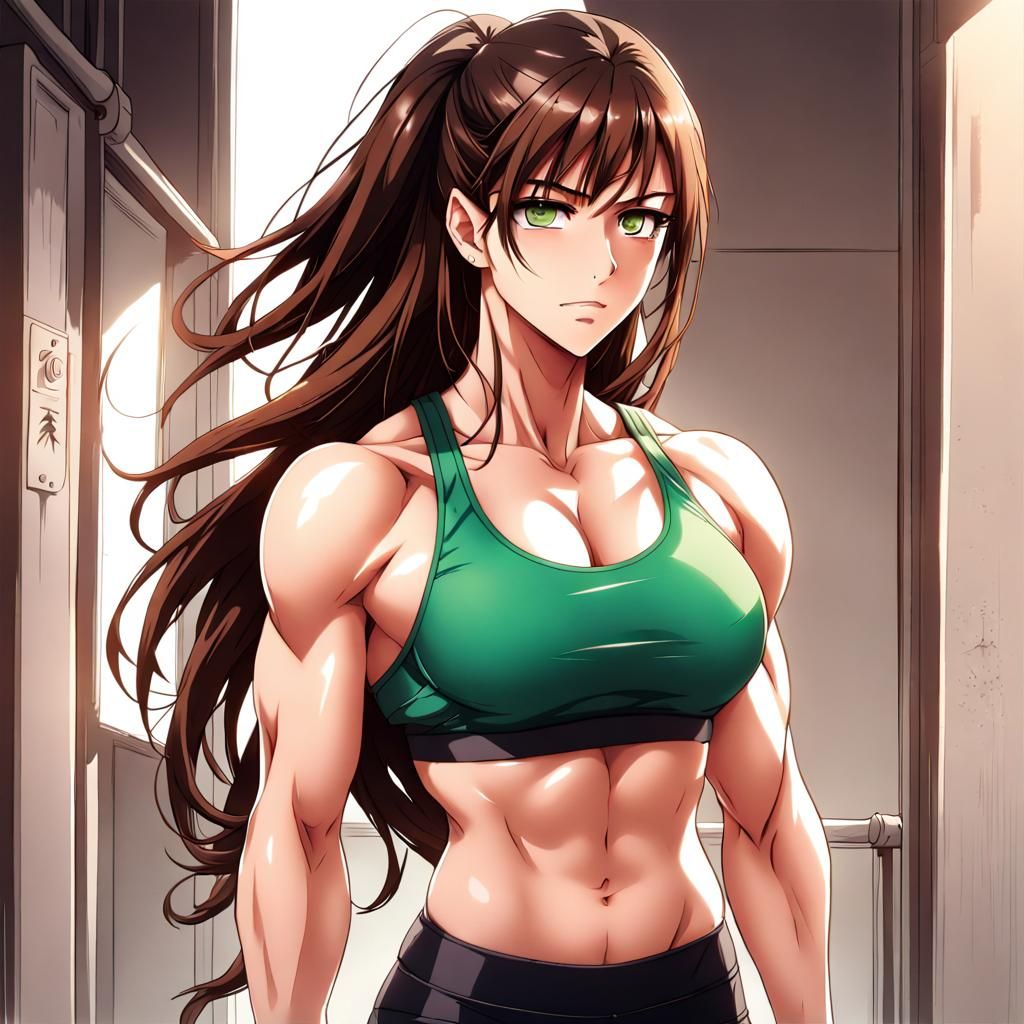 Muscular Woman in Anime Style