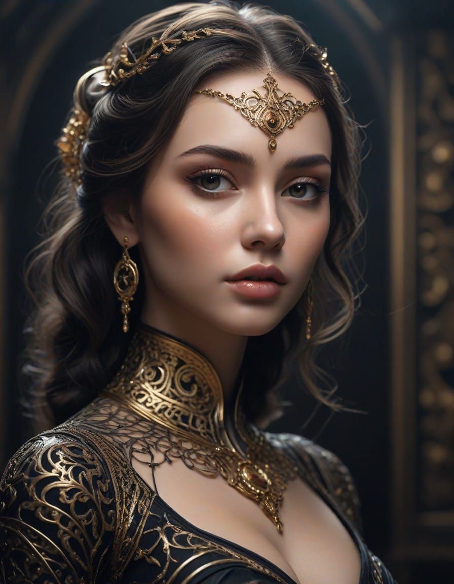 Elegant Fantasy Princess in Intricate Matte Painting