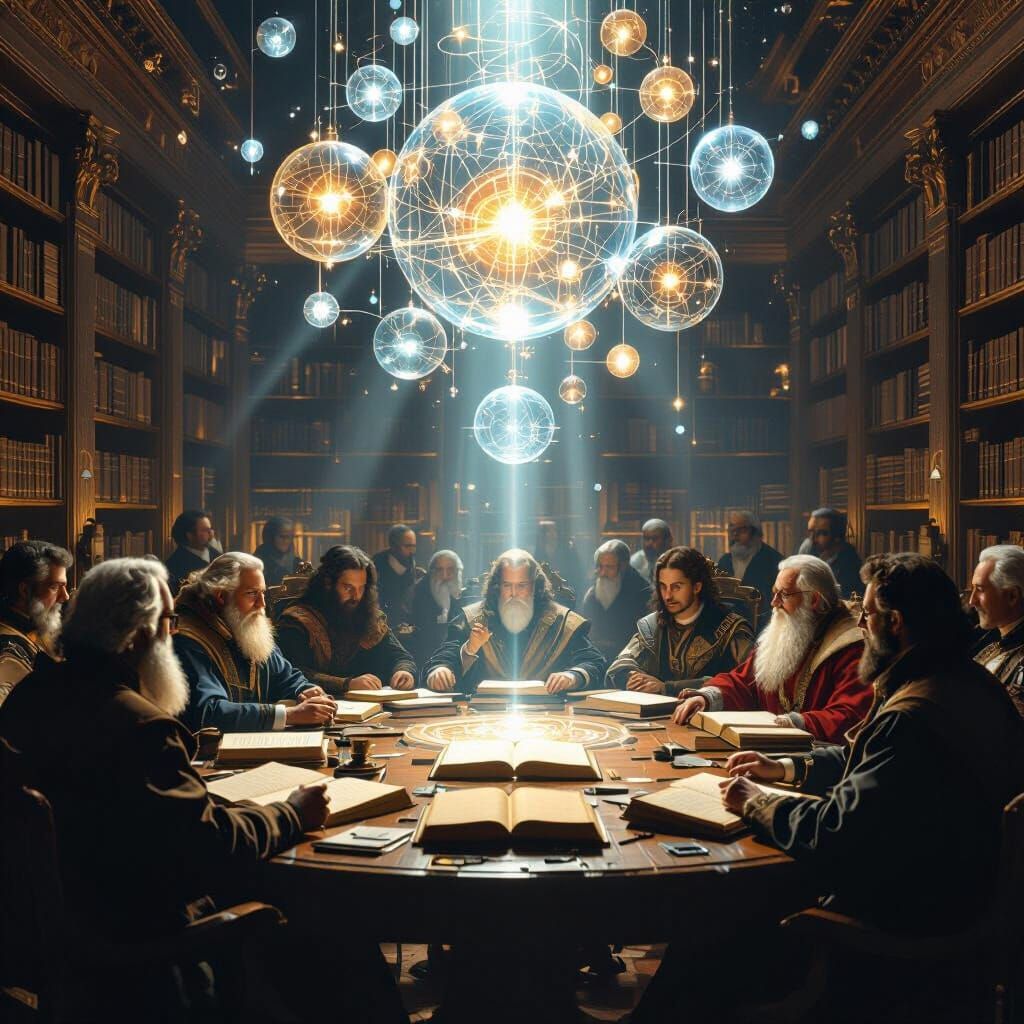 Scholars Gather in Opulent Room with Collective AI Conscious...
