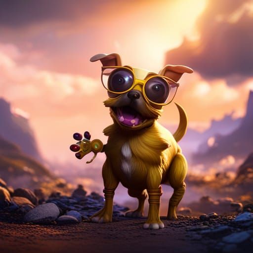 Funny Dog in Detailed Matte Painting