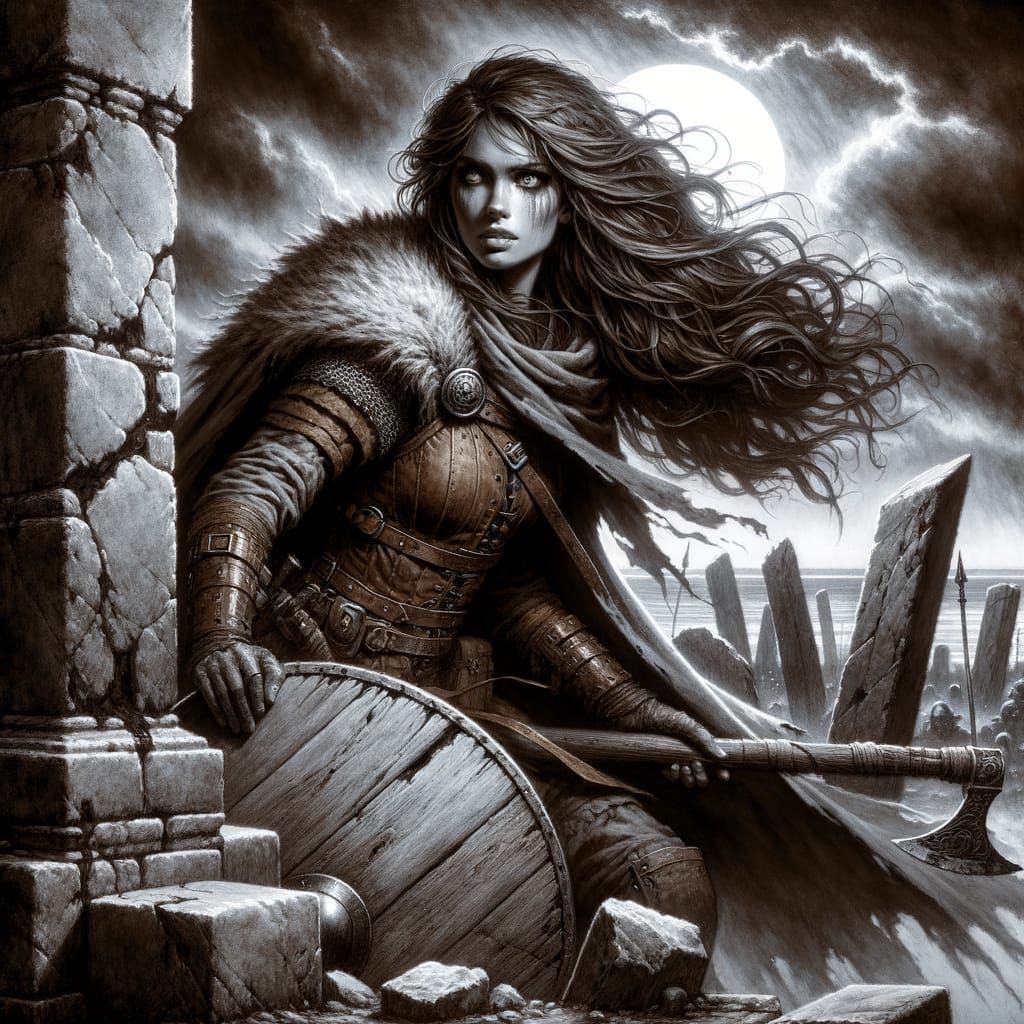 Norse Goddess of Protection in Castle Ruins