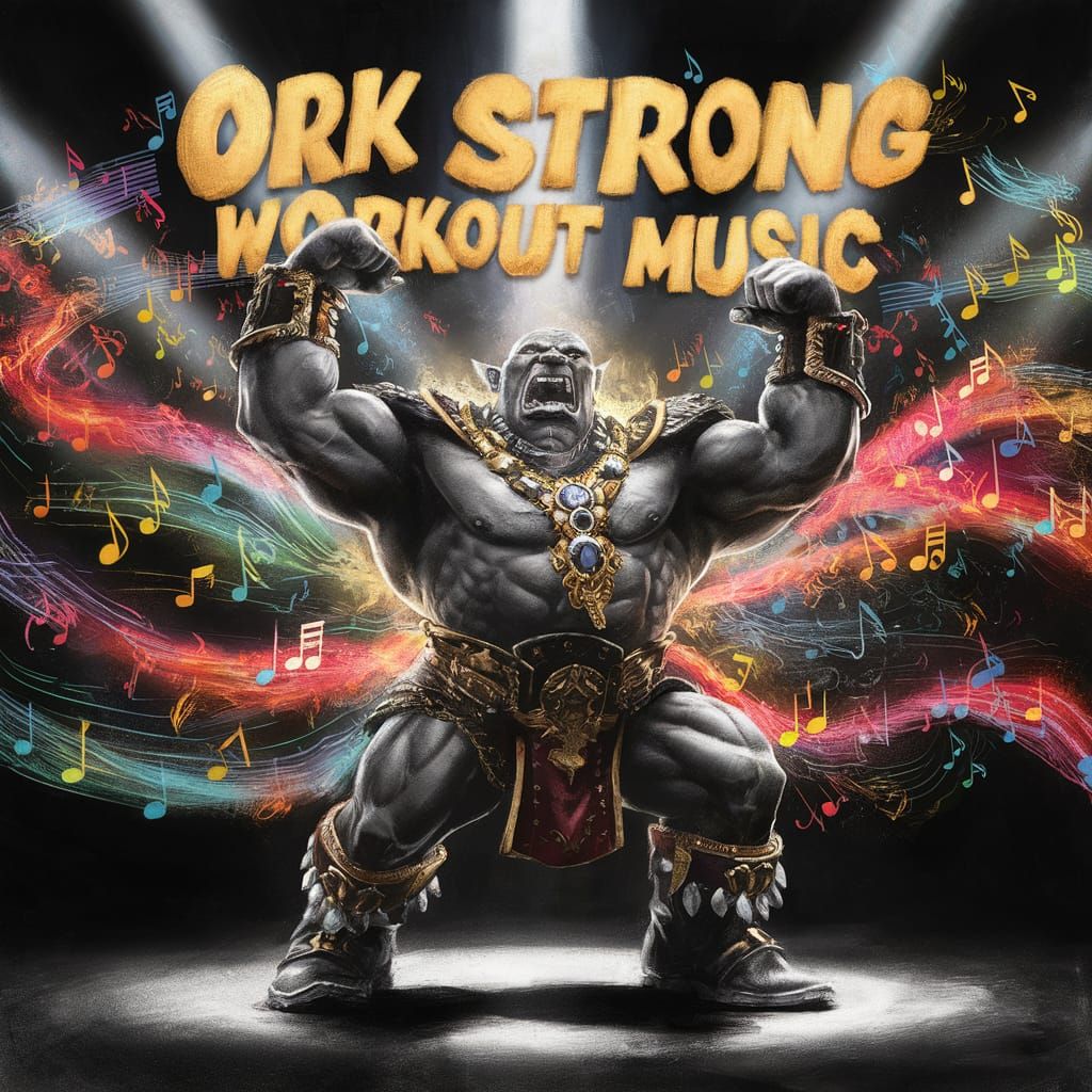 Imposing Ork Flexing Muscles: Charcoal Drawing