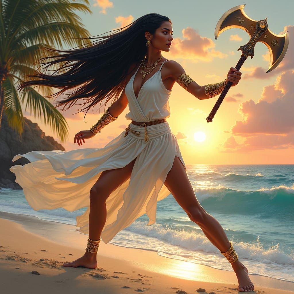 Tribal Warrior Mage Empowered by Tropical Sunrise