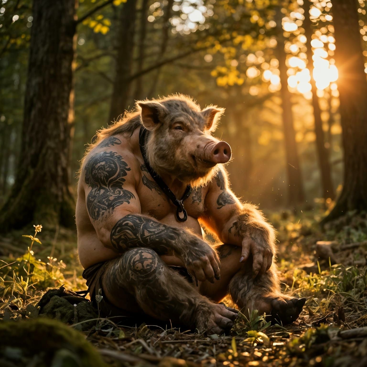 Wild Orc in Golden Hour Forest Light