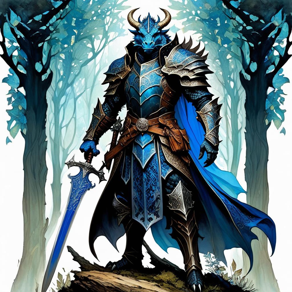 Noble Dragonborn Prince with Legendary Sword