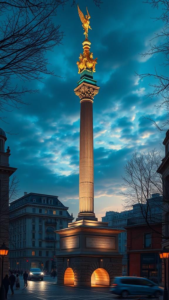 Berlin Victory Column in Fantasy Concept Art Style