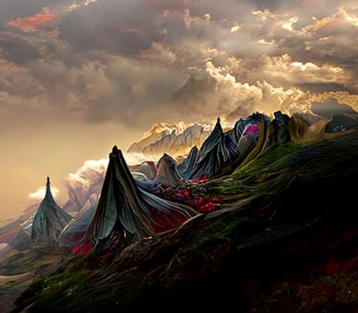 Cloudy mountaintops