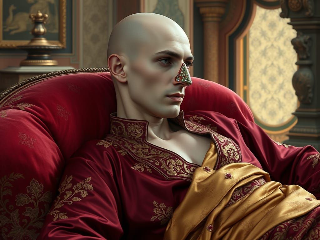 Elegant Merchant Prince in Luxurious Attire