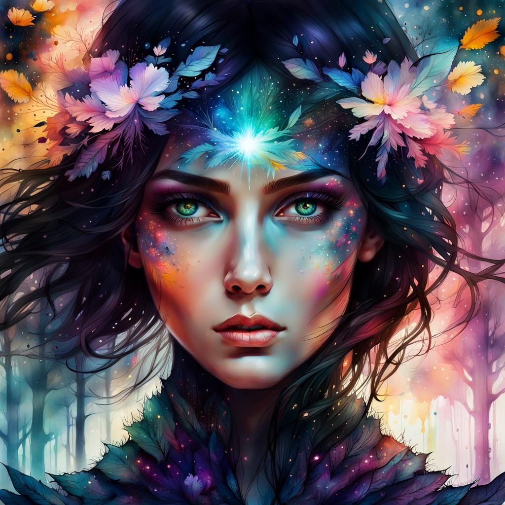 Ethereal Angel in Cosmic Silk Nebula