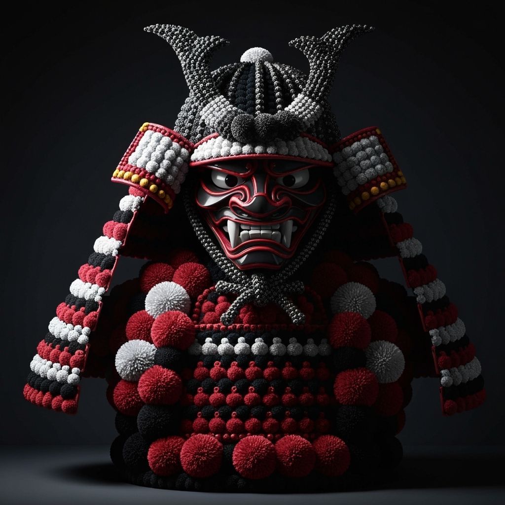 Pom Pom Samurai Armor Still Life Sculpture