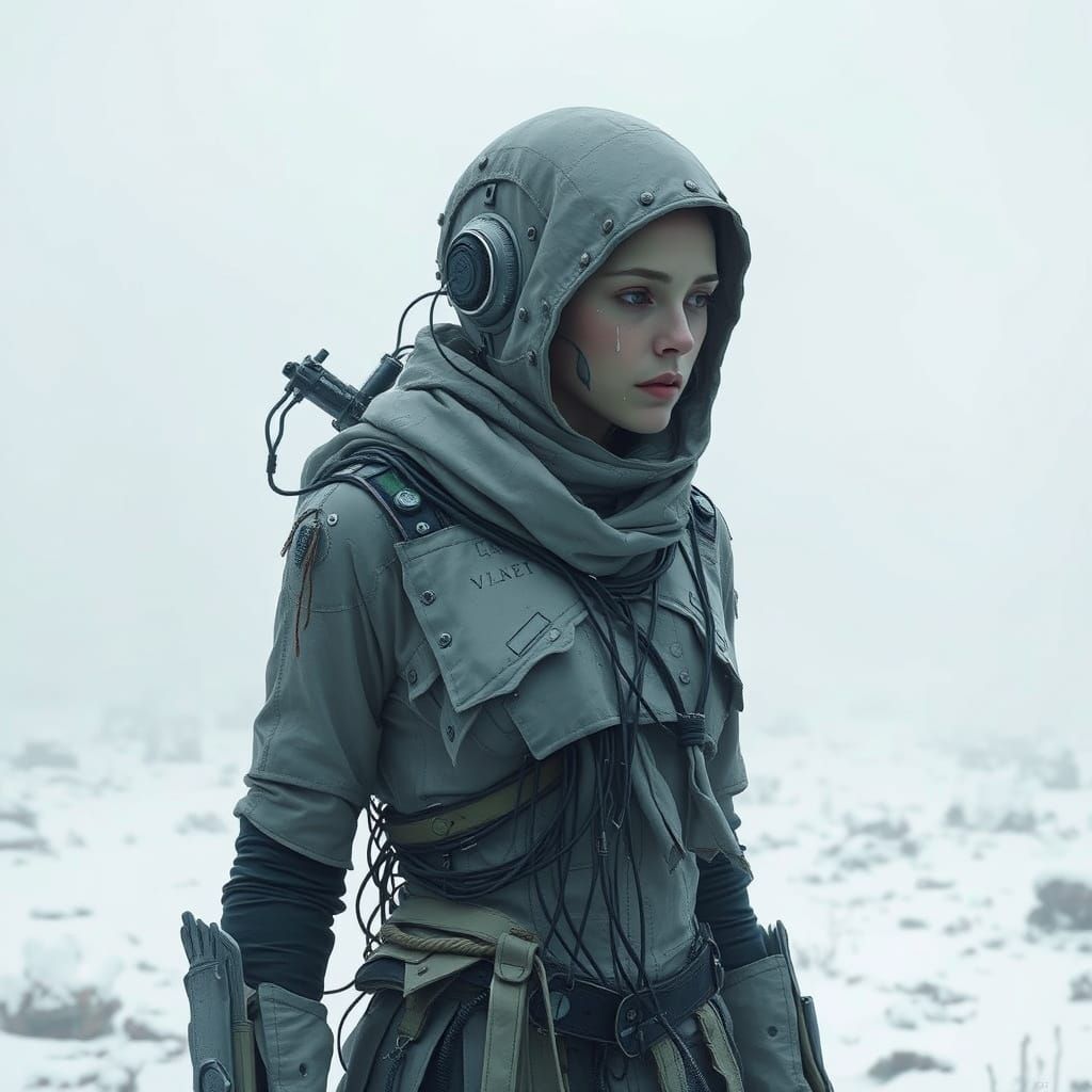 Cyborg's Lonely Winter Reflection