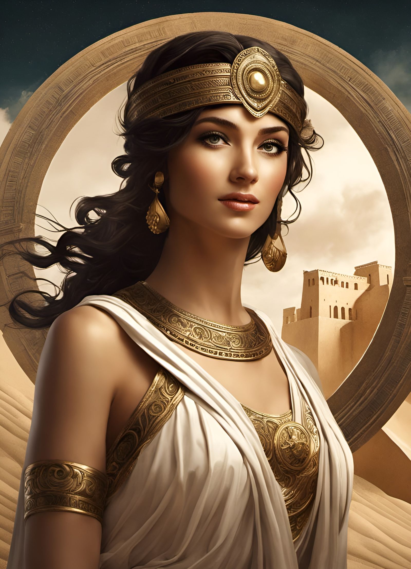 Pretty Girl in Antique Greek Style Illustration