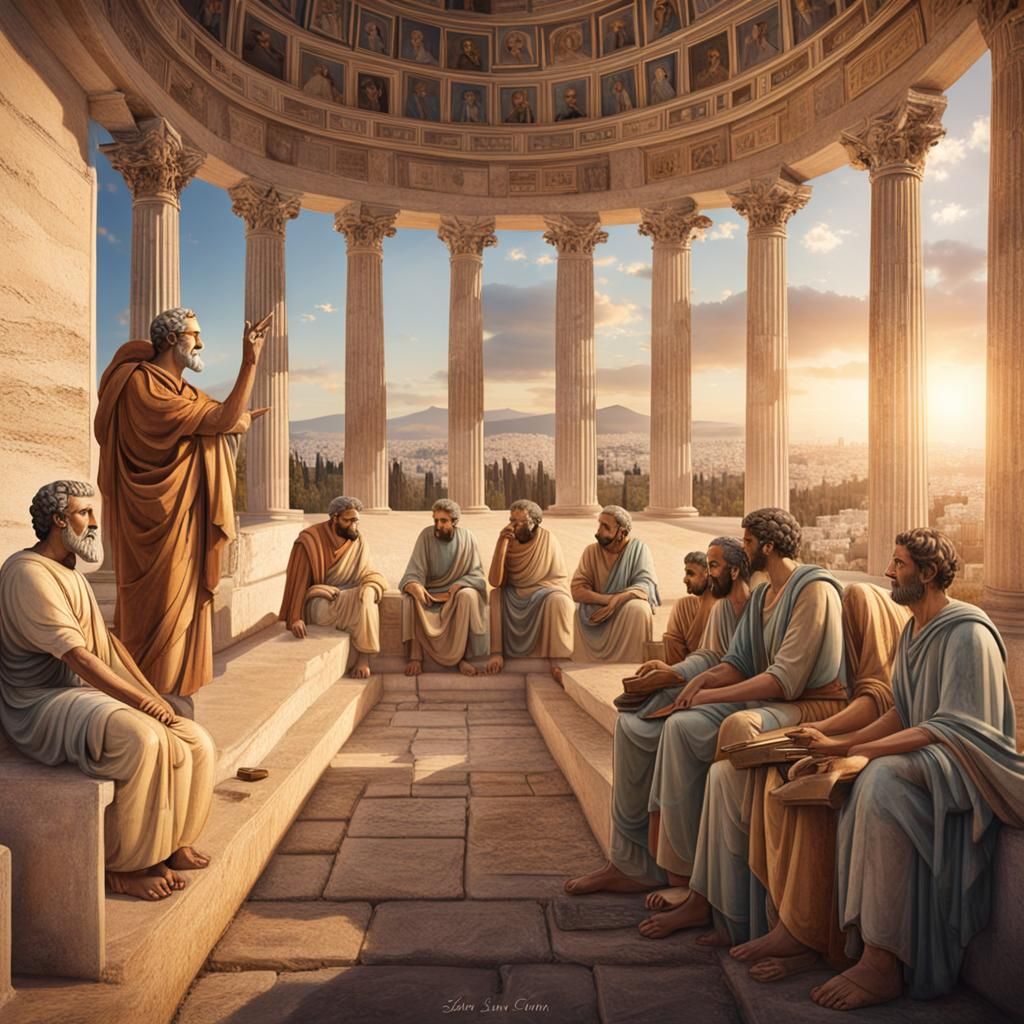 Zenon Teaching Stoicism in Ancient Athens