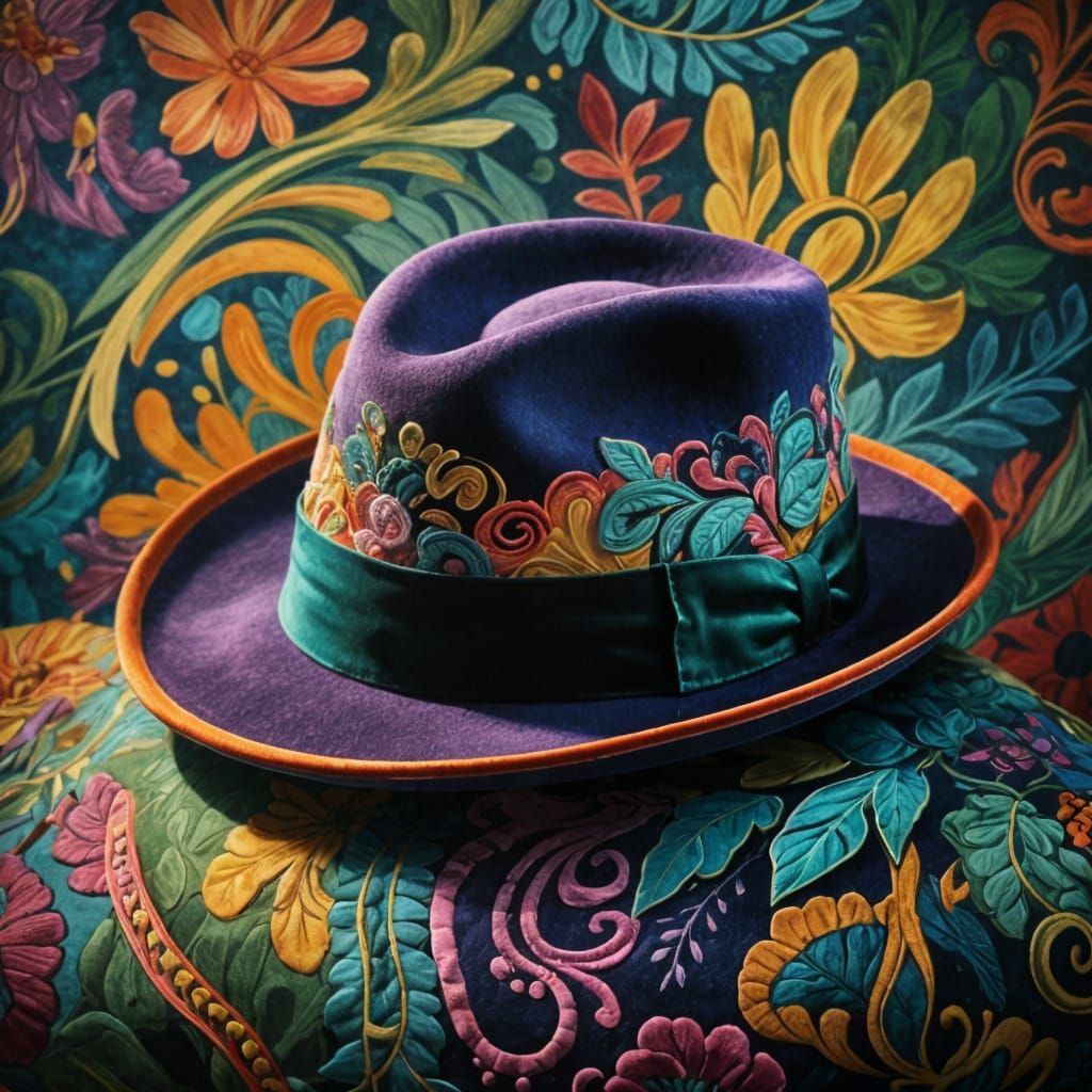 Hat on Velvet Pillow Still Life