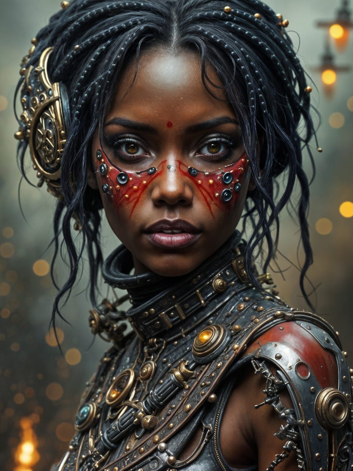 Cyberpunk Hybrid: Hyperreal Steampunk Beauty