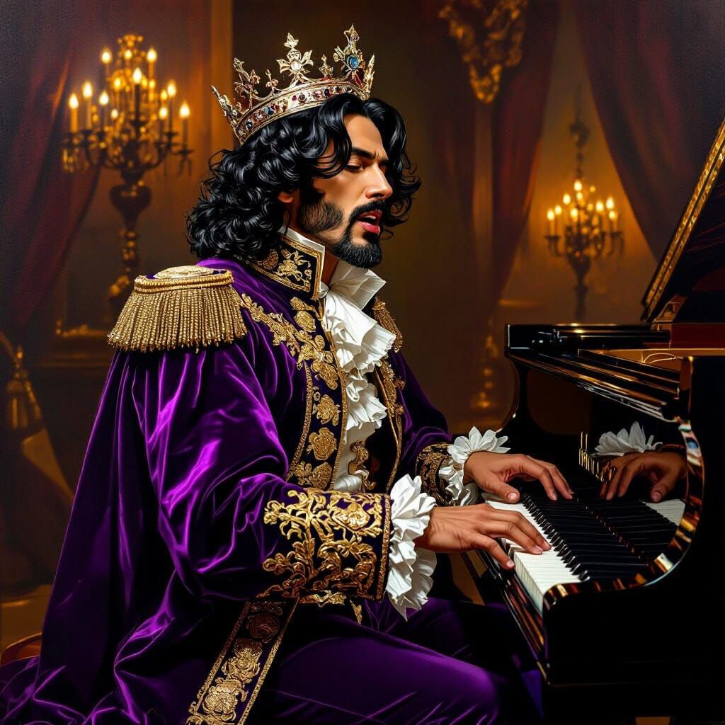 European King Sings at Piano in Royal Attire