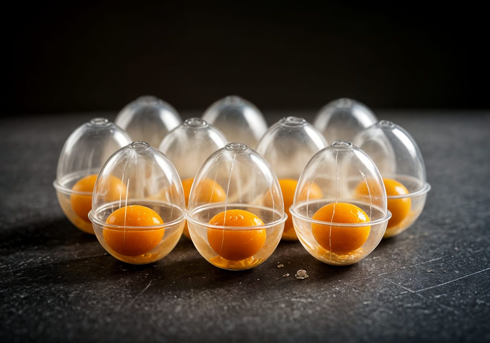 Transparent Eggs with Clear Shells on Display