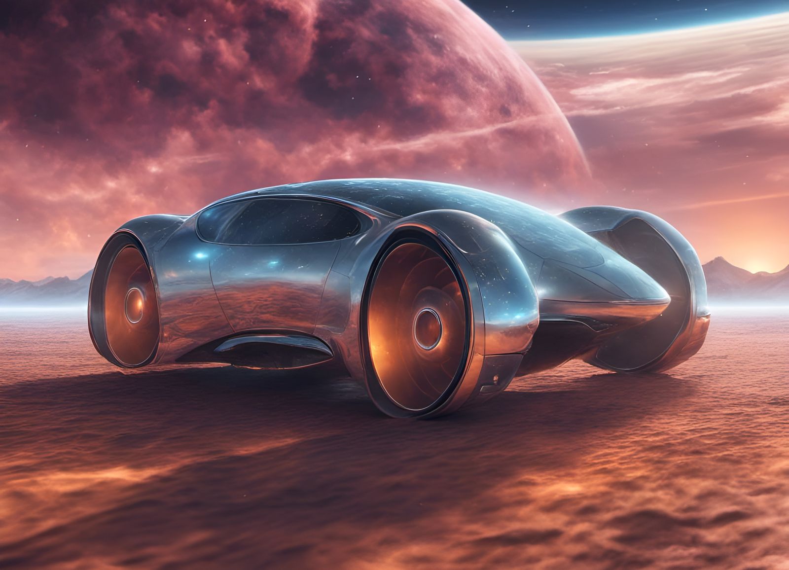 An Elon Musk Galactic car on Mars.