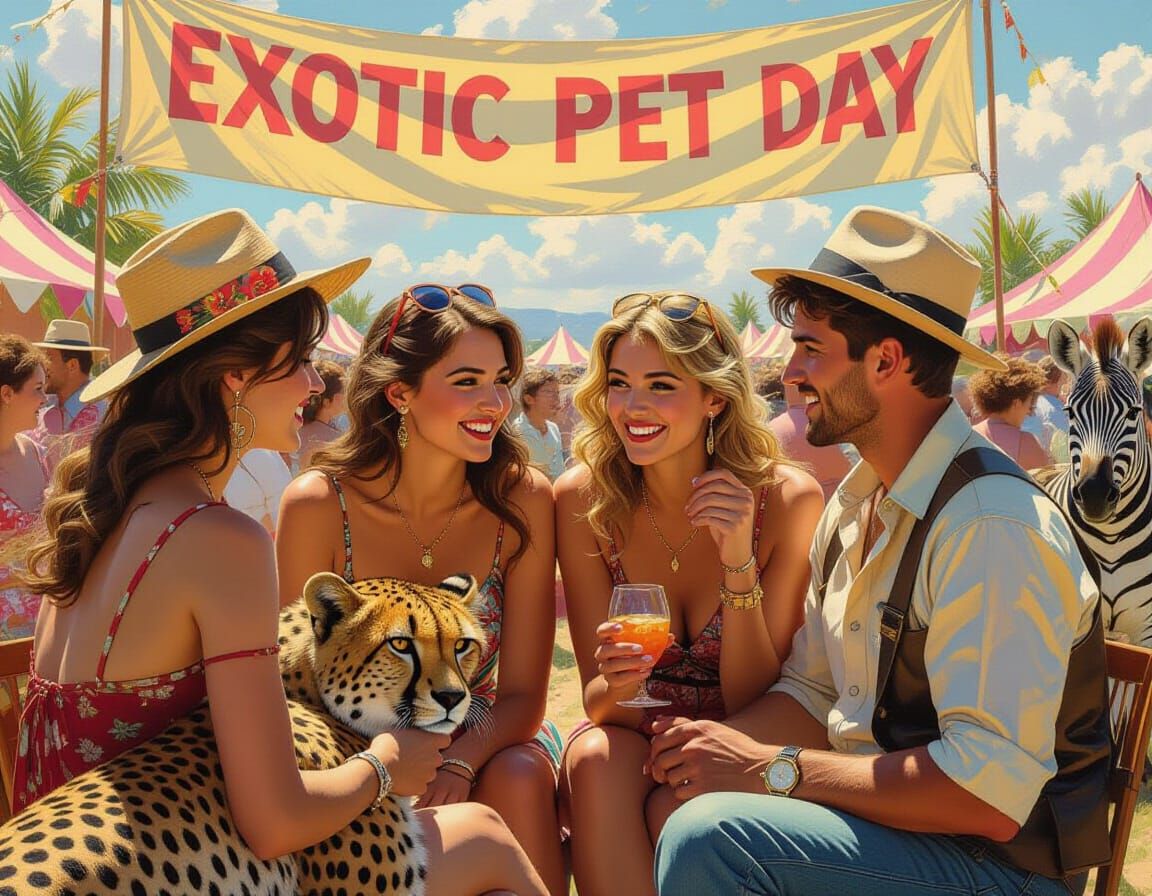 Exotic Pet Day Festival in Vivid Oil Painting Style